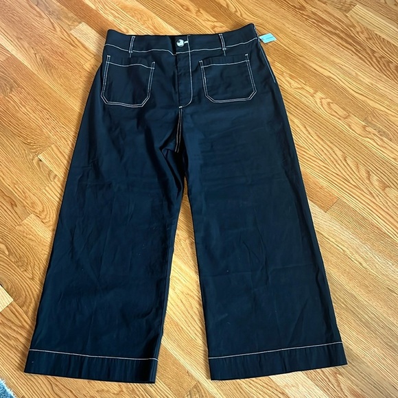 Anthropologie The Colette Contrast-Stitch Cropped Wide-Leg Pants Size 34 NWT - Picture 14 of 16